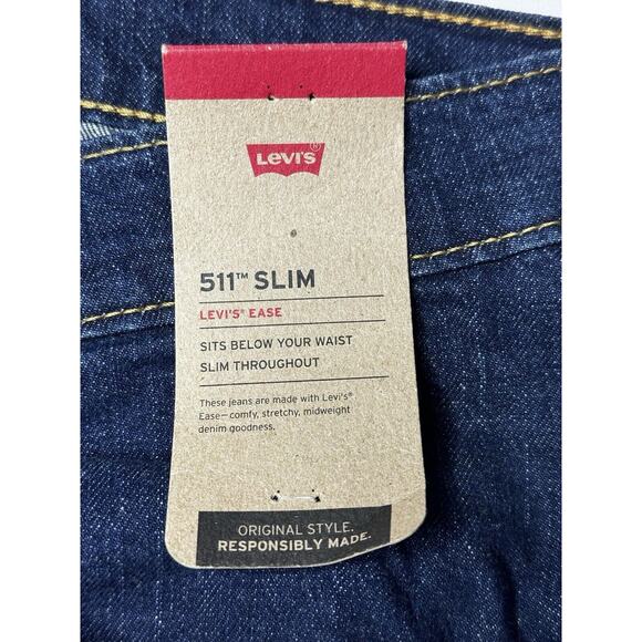 NWT Levis 511 Men's Slim Fit Straight Leg Blue Denim Jeans - Size 46x29 - Picture 7 of 9